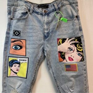 Eternity BC/AD Comic Denim Jeans Size 34